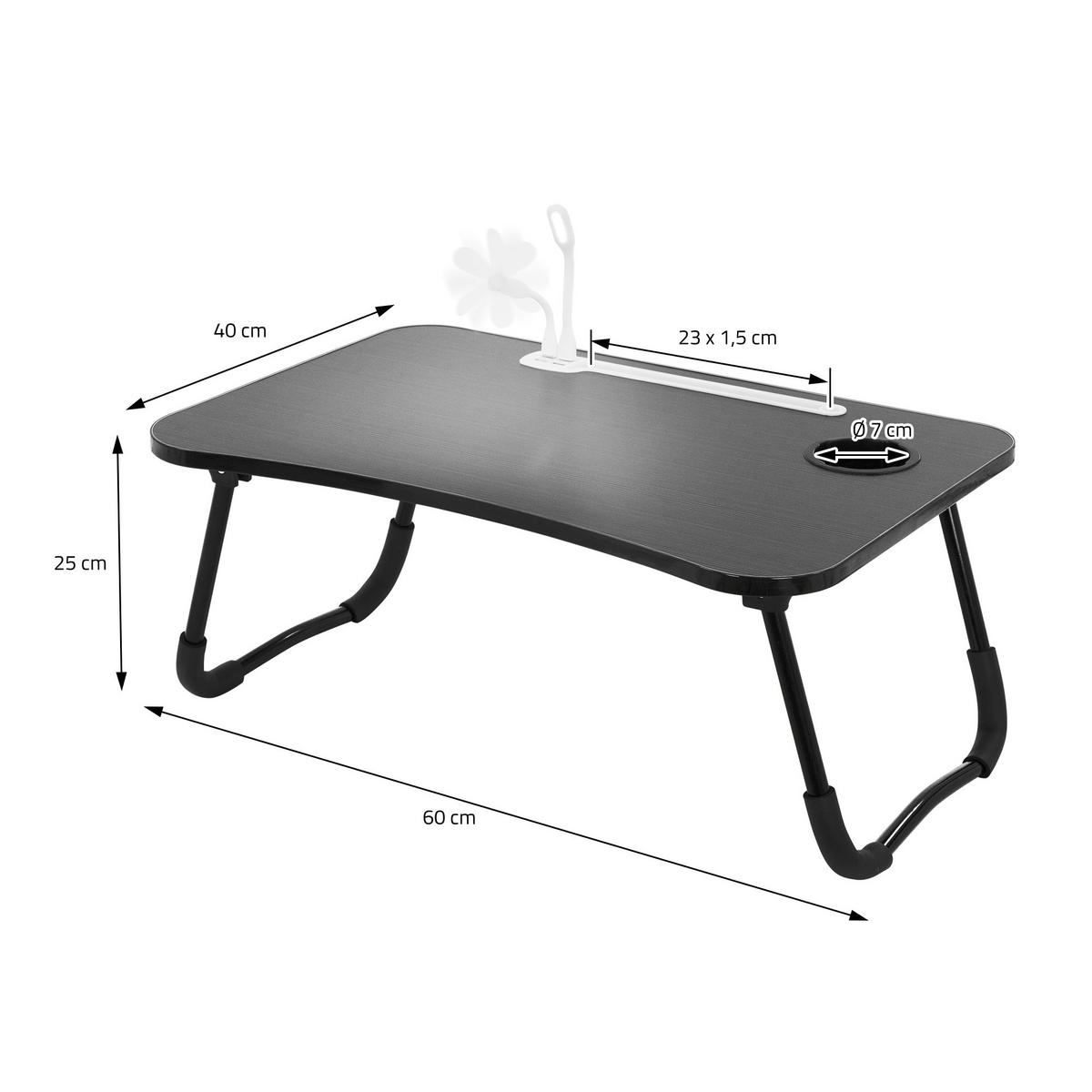 LAPTOPTISCH - Schwarz, Holzwerkstoff (60/40/25cm) - ML-DESIGN