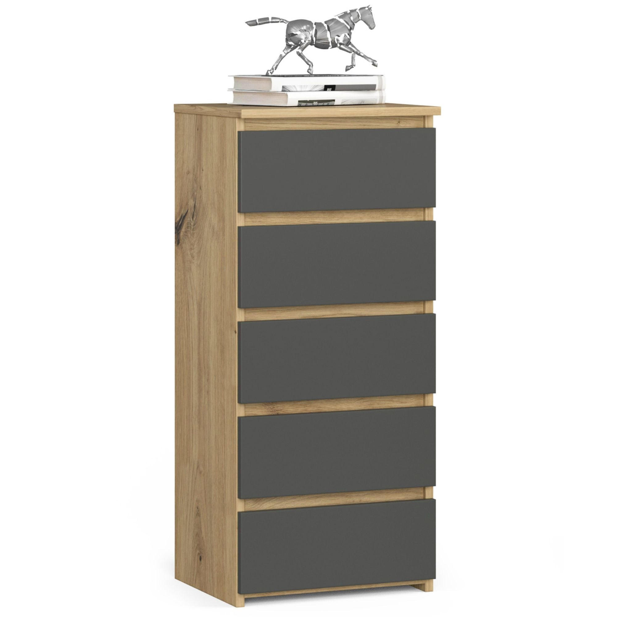RAUMHIRSCH FURNITURE KOMODA dub Artisan, grafitově šedá 92/40/35