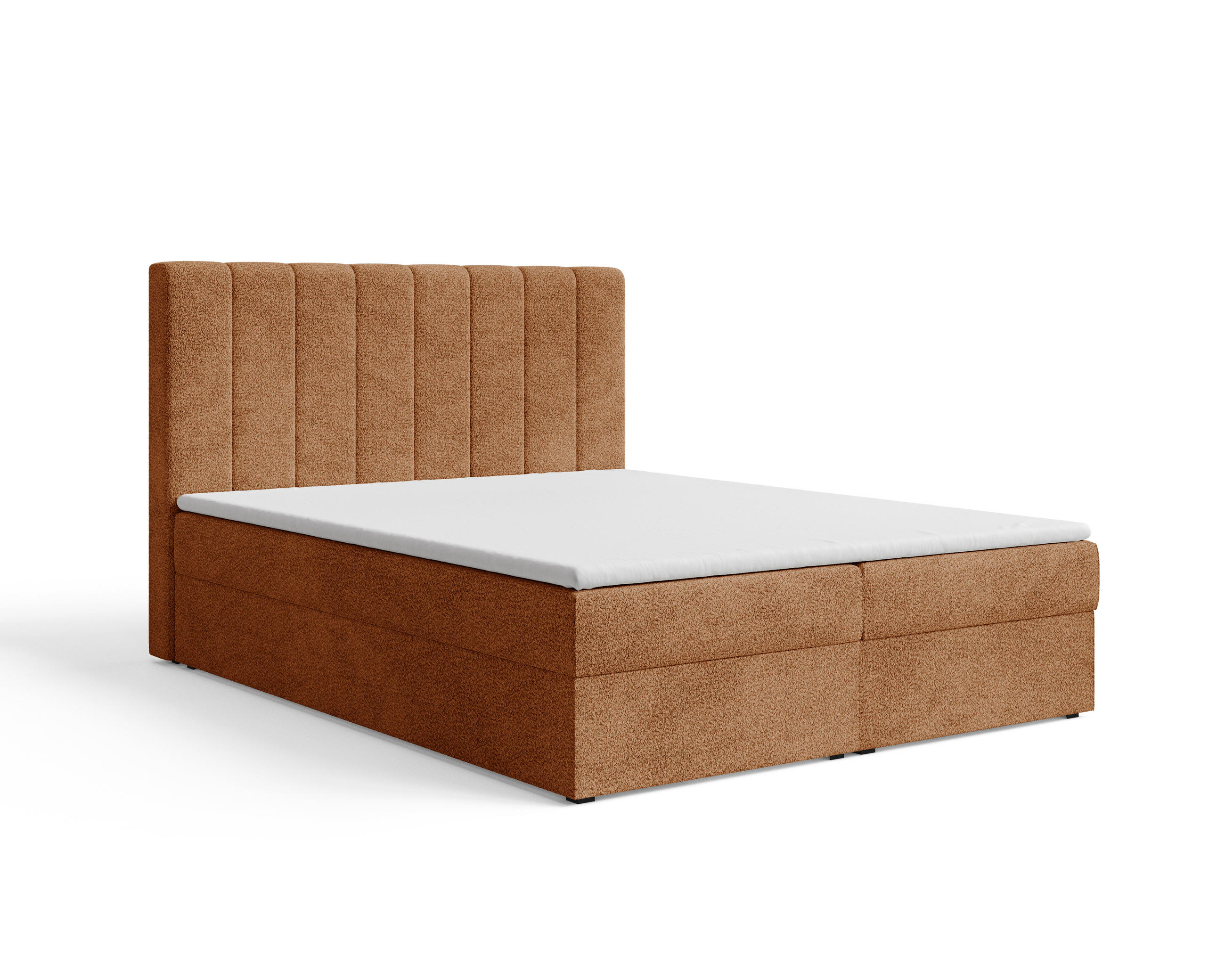 BOXBETT 01 140 x 200 cm - Arena – Stilvoll und bequem Mit Bettkasten, PU-Topper, Federmechanismus, waschbarer Bezug - Orange, Holz (140/200cm) - ROYAL24_MARKT
