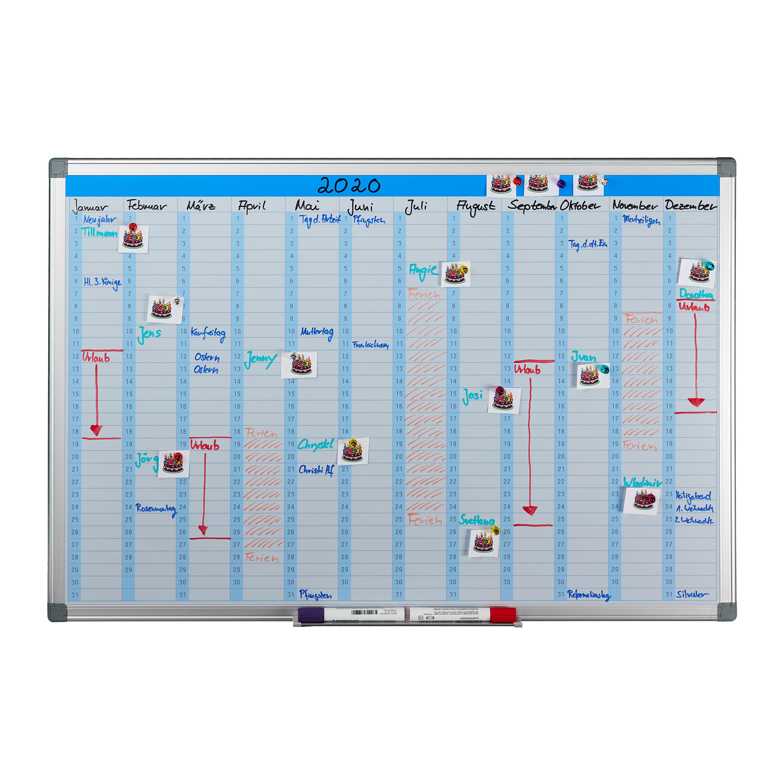 WHITEBOARD Planer - Weiß, Metall (90/60/5cm) - Relaxdays