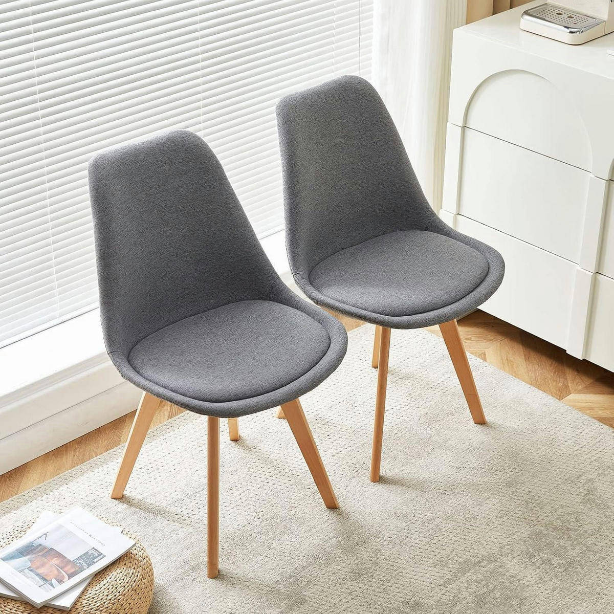 ESSZIMMERSTUHL 2er Set Leinen Grau - Grau, Textil (47.5/82/41cm)