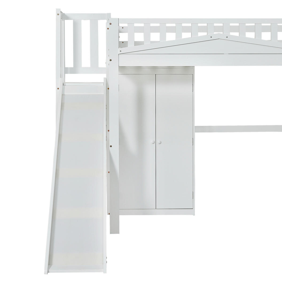 ETAGENBETT 90/200 cm in Weiß Kinderbett mit Rutsche, Tisch und Kleiderschrank - Weiß, Holz (90/200cm) - STILVORA