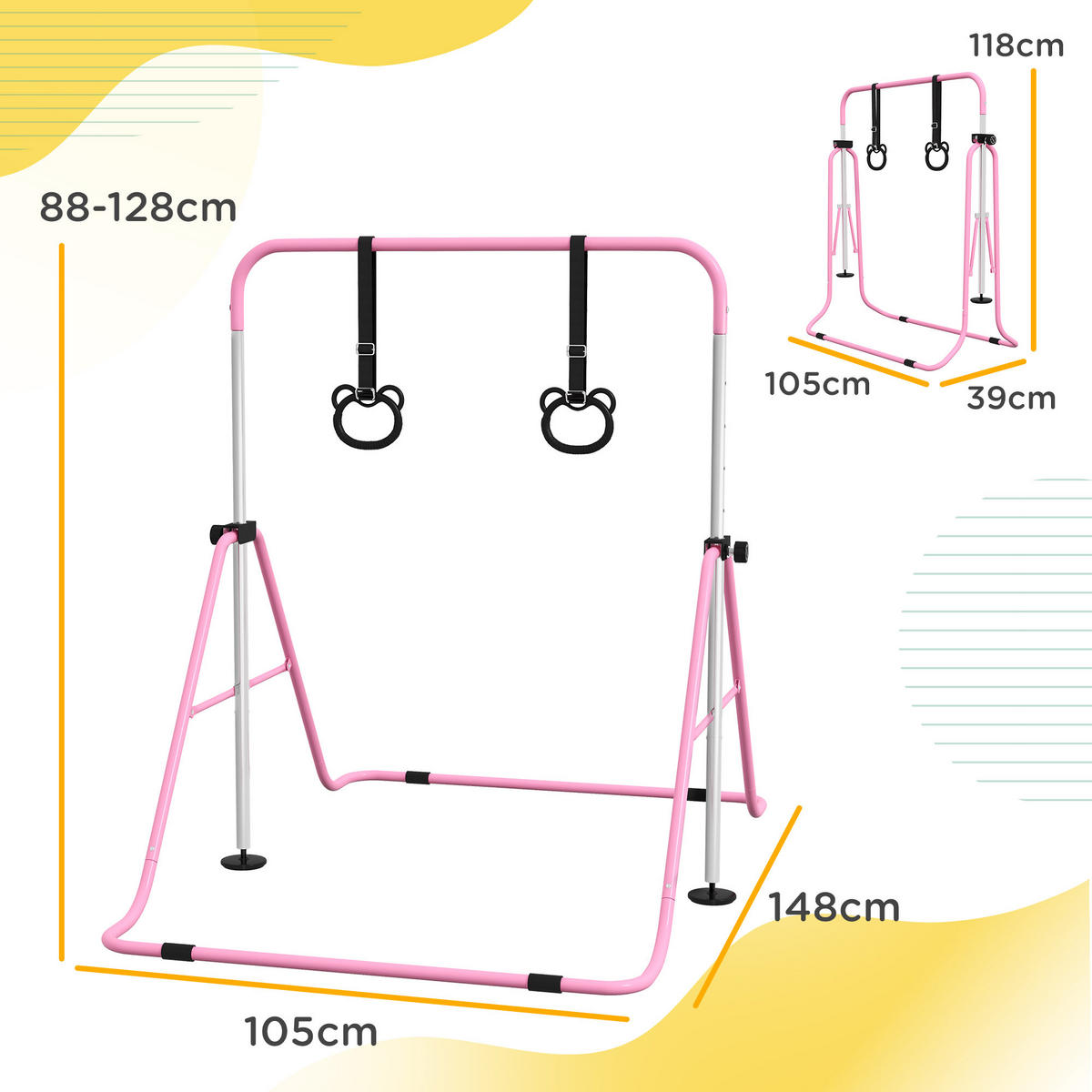 KINDERTURNSTANGE - Rosa, Metall (105/128/148cm) - HOMCOM