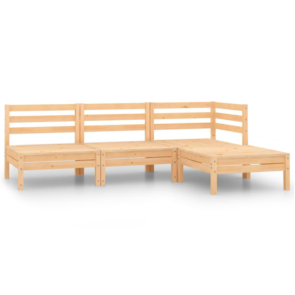 GARTEN-LOUNGE-SET 4-TLG. Massivholz Kiefer - Braun, Holz - vidaXL