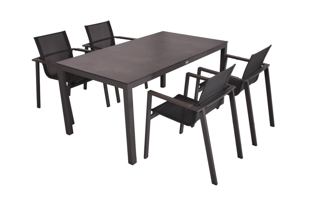 GARTEN-SITZGRUPPE Imre 5-teilig Gartenmöbel-Set - Schwarz, Kunststoff - DELUKE