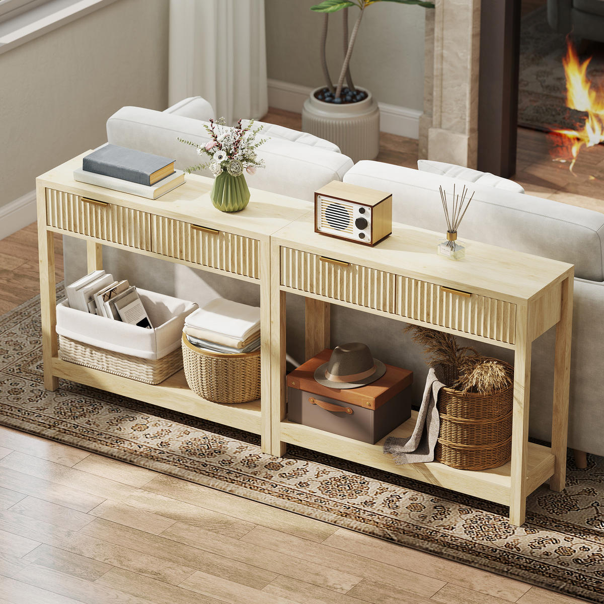 KONSOLENTISCH DE-16819 Naturholz - Naturfarben, Holzwerkstoff (90/30/76cm) - ComfortXL