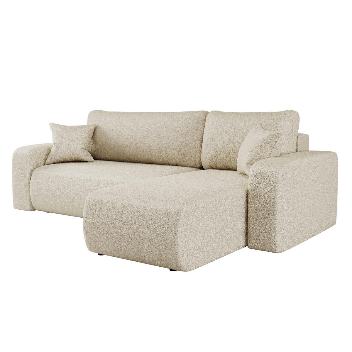 ECKSOFA L-FORM Schlaffunktion Und Bettkasten Eckcouch MILANO L Stoff Quelle Ecru Rechts - Ecru, Holz/Textil (244/142cm) - Kaiser Möbel