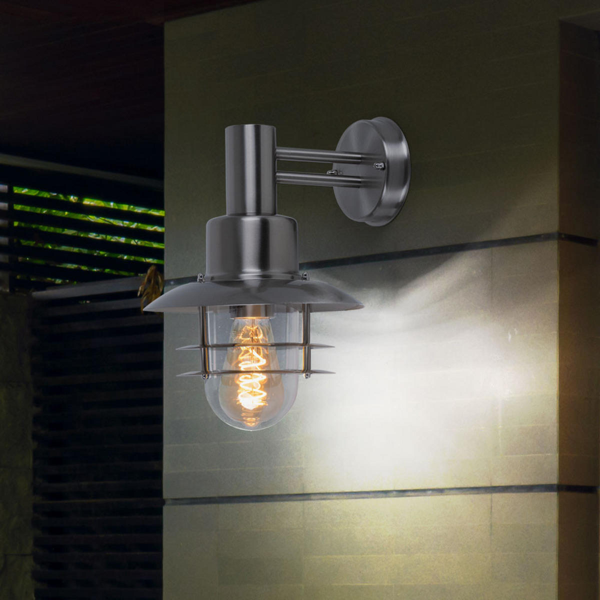 LED AUSSEN-WANDLEUCHTE Edelstahl Silber - Silberfarben, Metall (22/32.5/26cm)