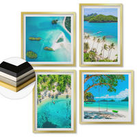 WANDBILDER 4er Set - 50x50 cm & 40x60 cm Goldrahmen - Strände, Palmen, kristallklares Wasser - Goldfarben, Kunststoff (50/50cm) - ArtPrintCave
