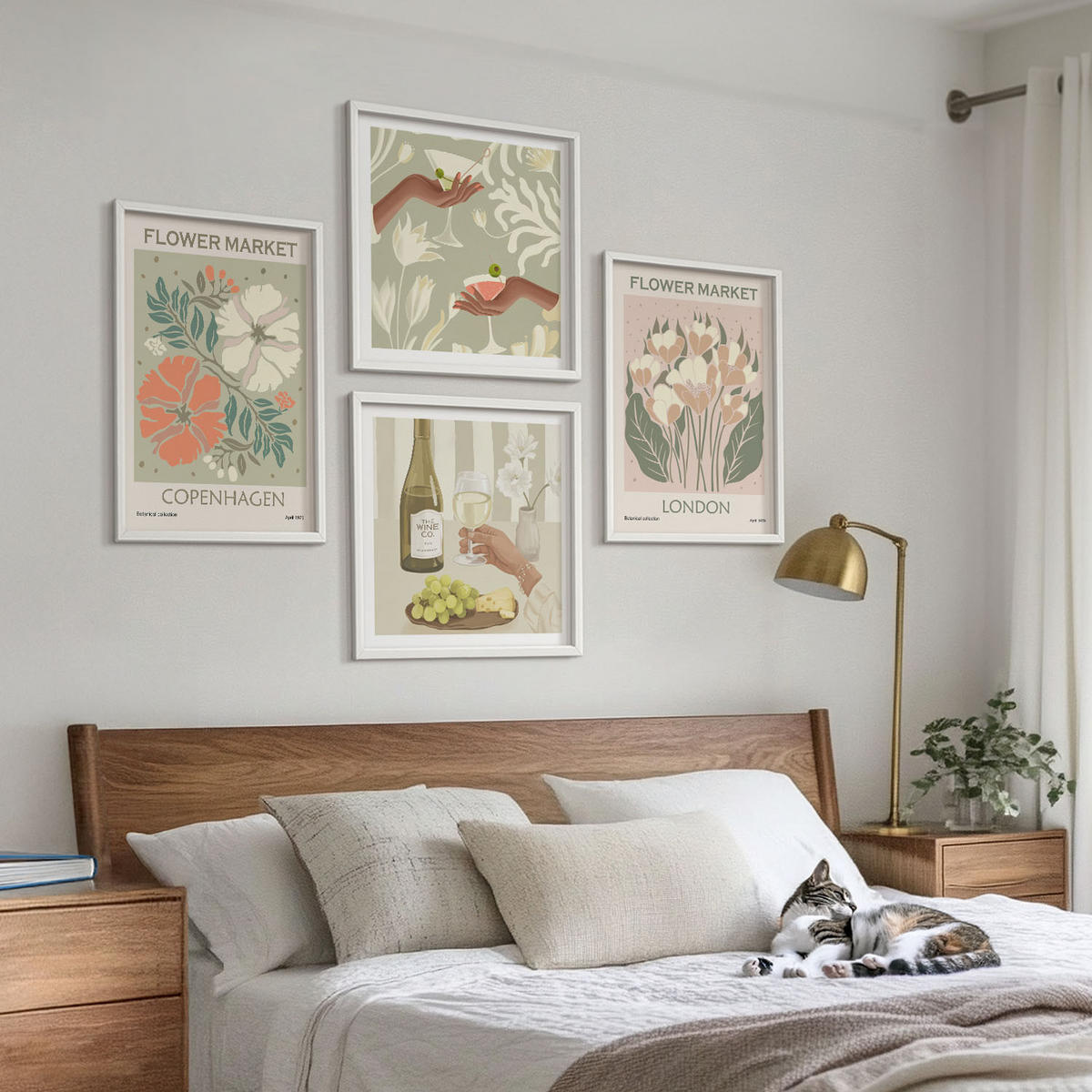 BILDER SET 4er Set - 50x50 cm & 40x60 cm Weißer Rahmen - Blumenposter Weinstadt - Weiß, Kunststoff (50/50cm) - TULUP