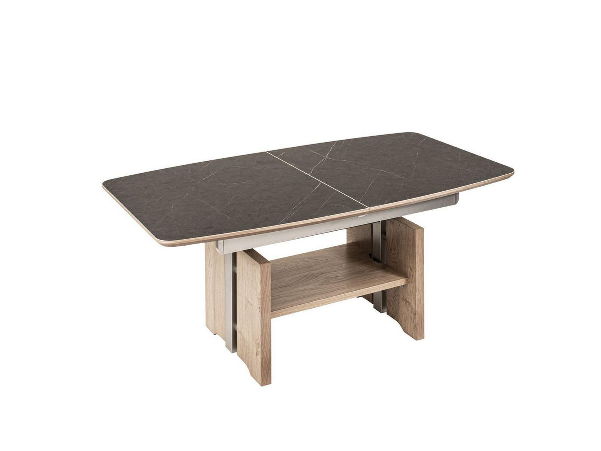 FUNKTIONSTISCH Chad 120x70x54 höhenverstellbar;ausziehbar Wildeiche Bianco/Marmara Nero - Braun, Holz (120/70/54cm) - 58aufmkessel