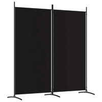 PARAVENT 2-teilig Schwarz 175/180 Cm Stoff - Schwarz, Textil (175/180/0.1cm) - vidaXL