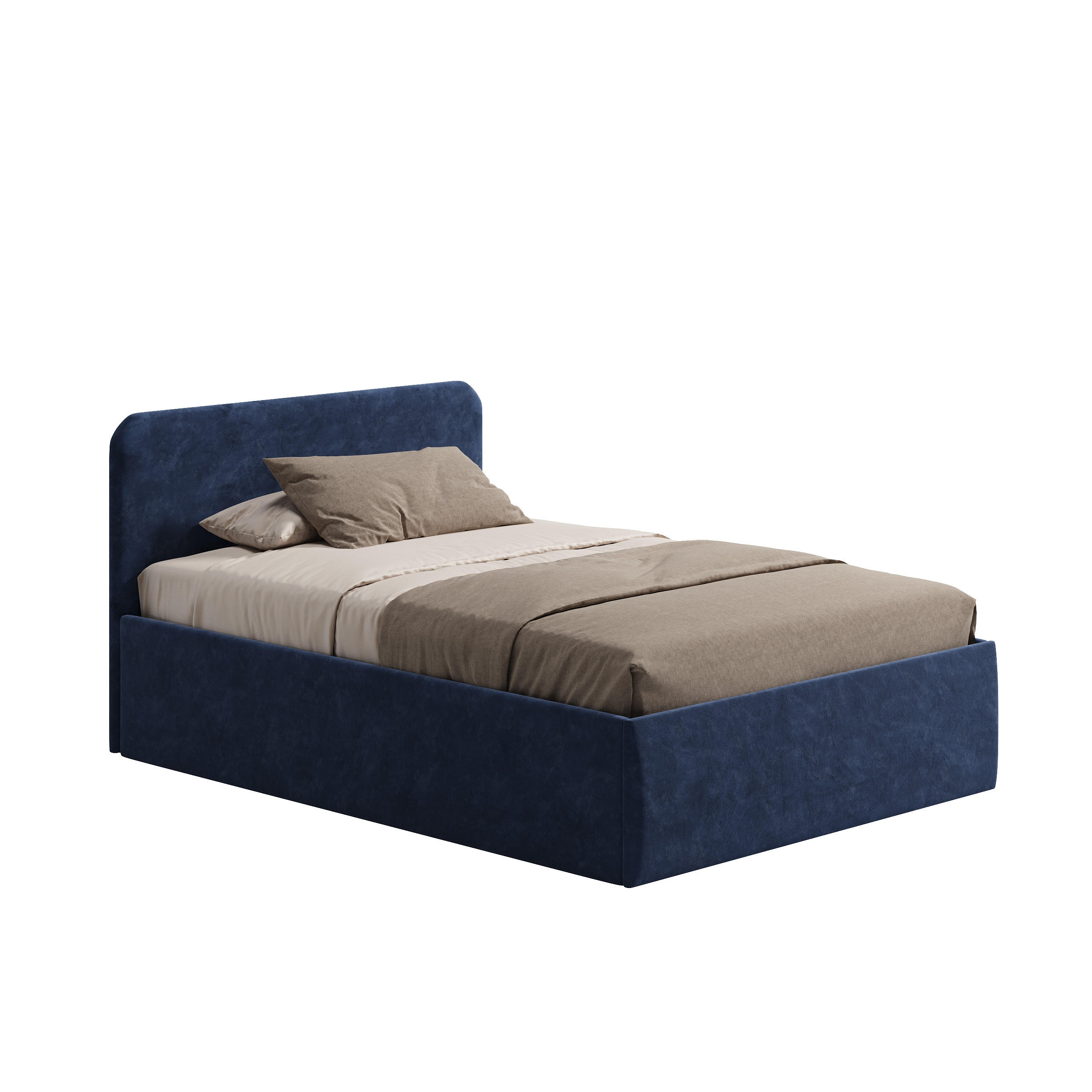 POLSTERBETT 120x200 cm Bonnellfederkernmatratze H2 Microvelours in Navy - Dunkelblau, Textil (120/200cm) - Home Collective