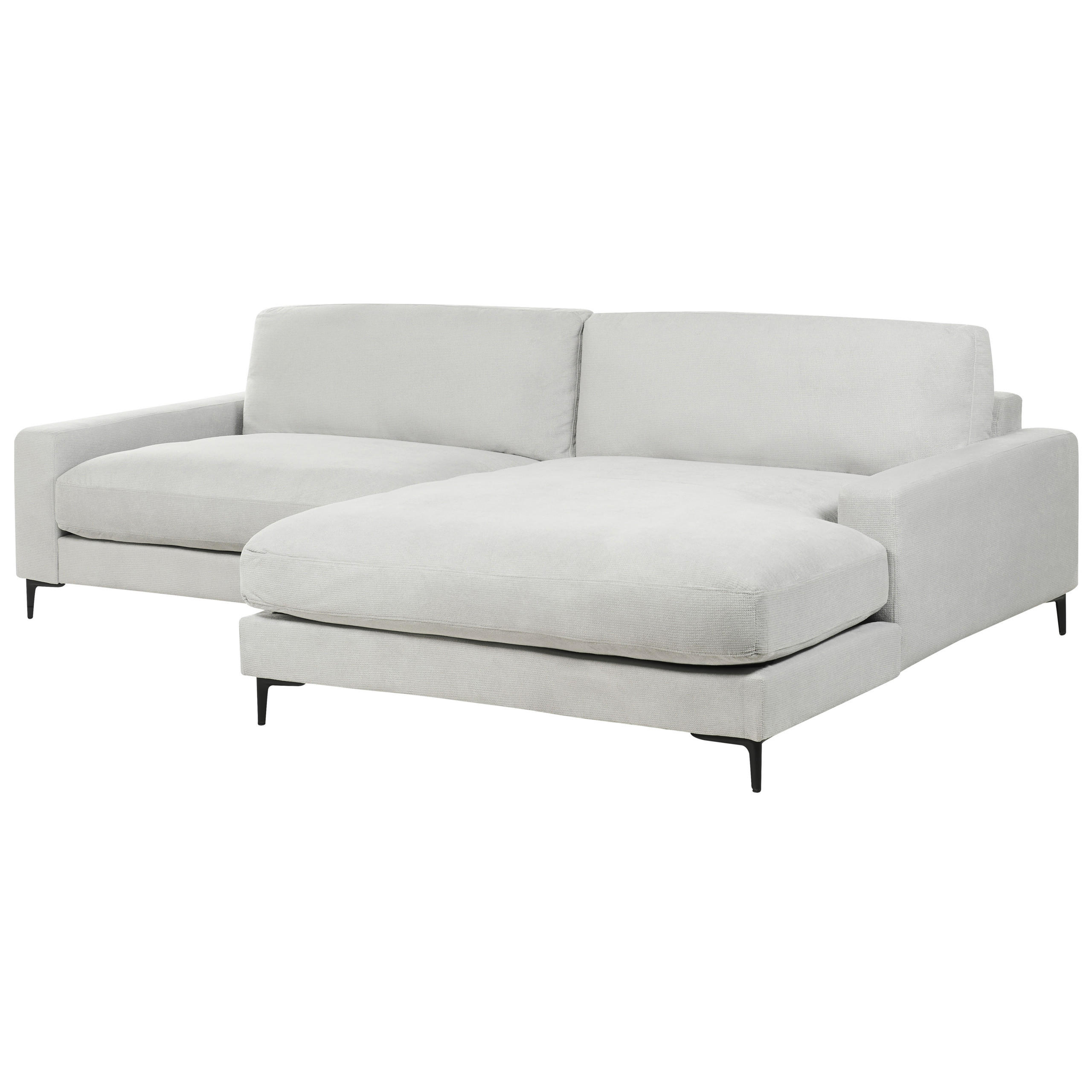 3-SITZER-ECKSOFA hellgrau rechtsseitig Maloy - Schwarz/Grau, Textil (272/189cm) - Beliani