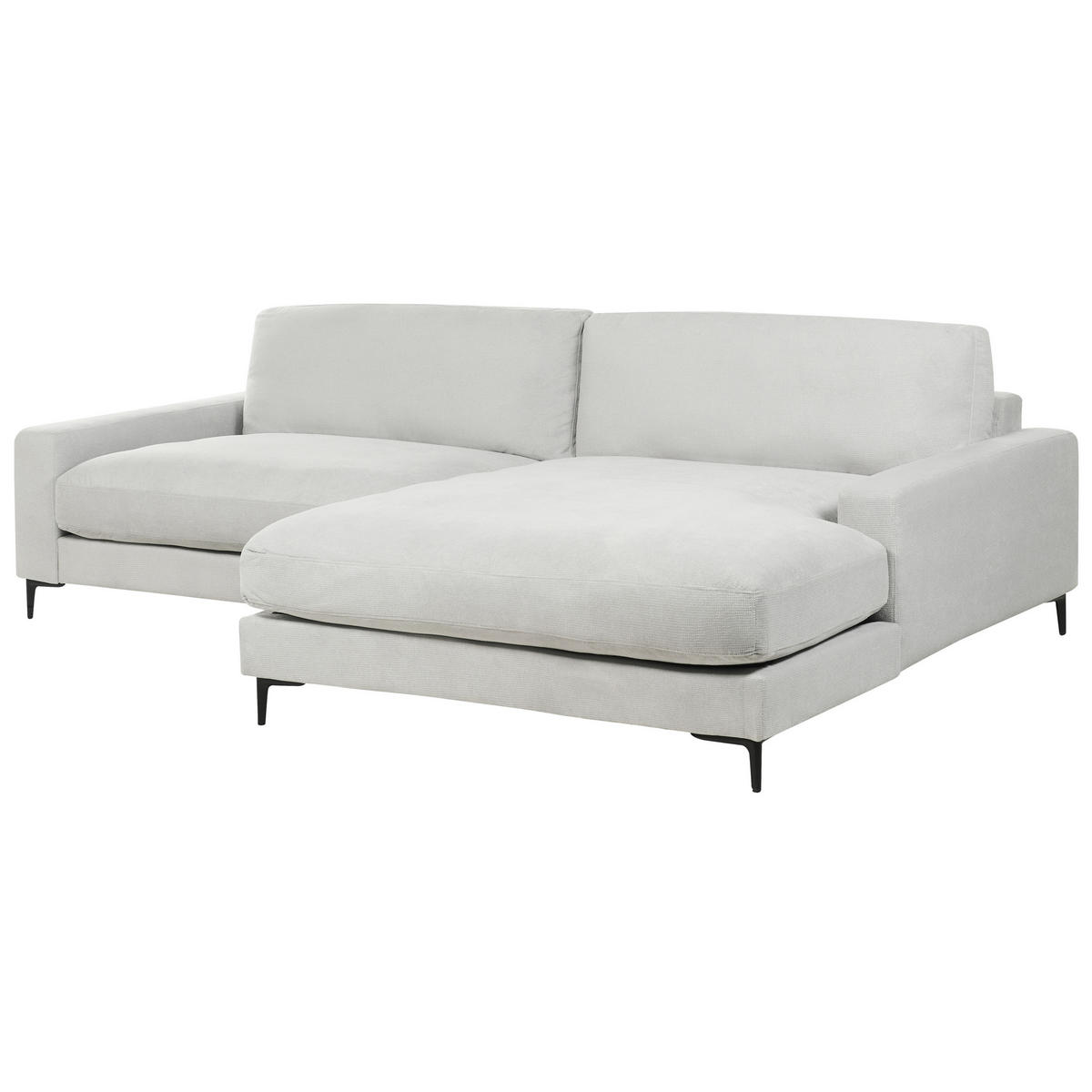 3-SITZER-ECKSOFA hellgrau rechtsseitig Maloy - Schwarz/Grau, Textil (272/189cm) - Beliani