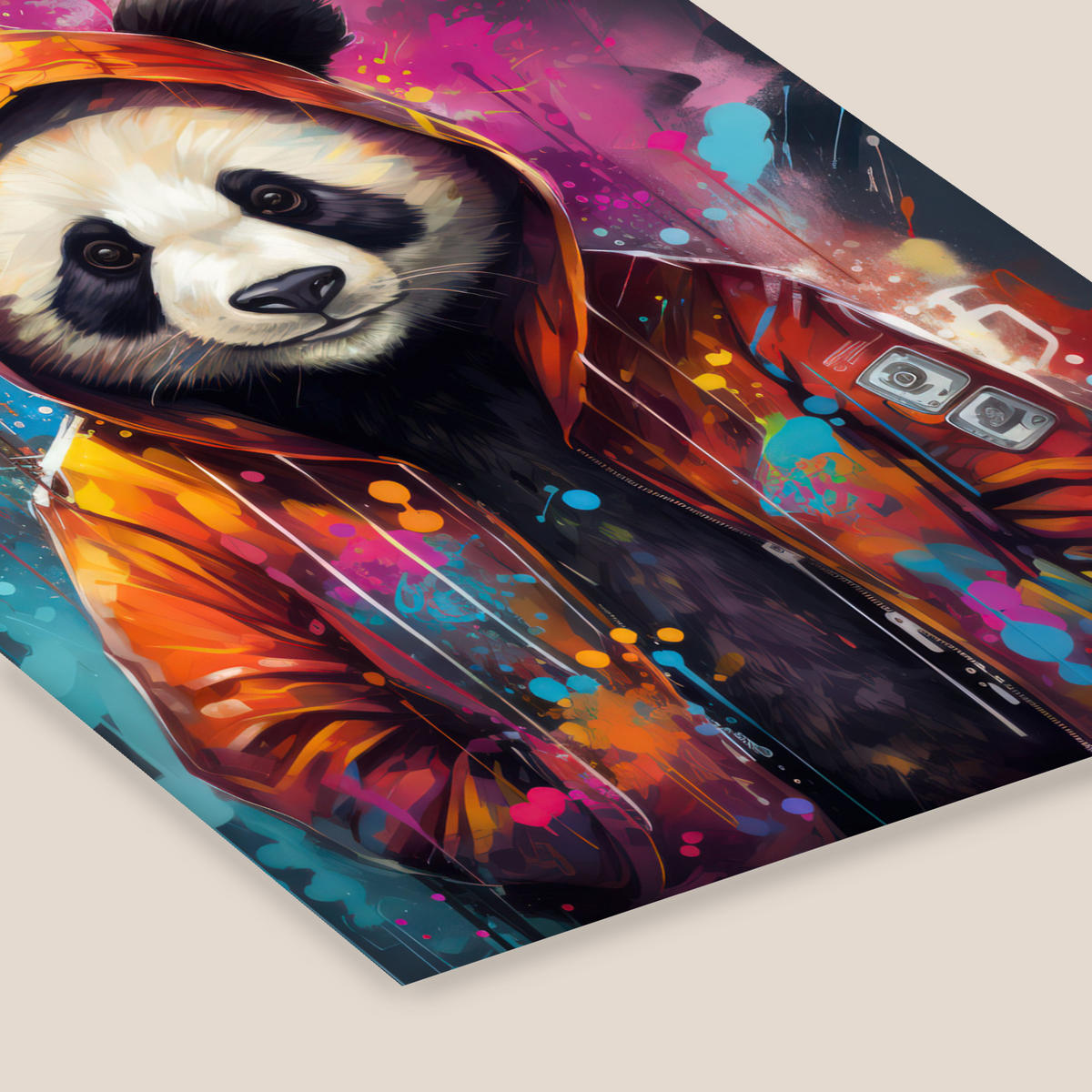 PLAKAT Z OKVIRJEM Panda 60x80 cm - oranžna, papir (60/80cm) - MuchoWow