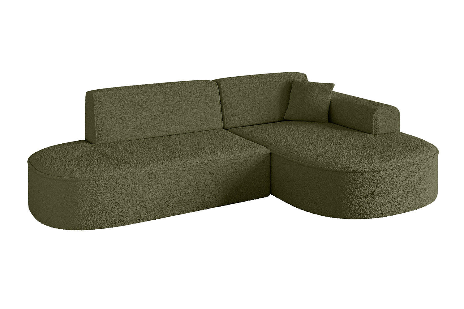 ECKSOFA Ottomane Rechts MARI-L1 - 232x163x73,5 cm Grün Bouclé - Schwarz/Grün, Holzwerkstoff/Kunststoff (234/163cm) - ALTDECOR
