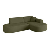 ECKSOFA Ottomane Rechts MARI-L1 - 232x163x73,5 cm Grün Bouclé - Schwarz/Grün, Holzwerkstoff/Kunststoff (234/163cm) - ALTDECOR