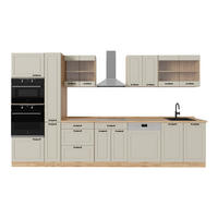 KÜCHENZEILE R-Line, Sand Landhaus/Goldkraft Eiche, 350 cm Arbeitsplatte Goldkraft Eiche - Honigeiche/Beige, Holzwerkstoff (350/206.8/60cm) - Vicco