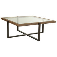 COUCHTISCH aus Holz, Metall und Glas braun 100x100x40 cm - Braun, Holz (99.5/99.5/40cm) - Wanderlust