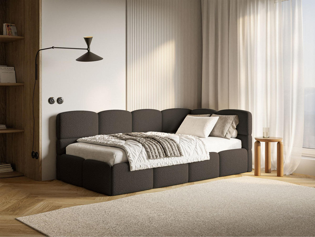 JUGENDBETT Cloudy rechts Bouclé Braun - Braun, Kunststoff/Textil (90/200cm) - Selsey