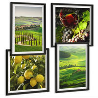 BILDER SET 4er Set - 50x50 cm & 40x60 cm Schwarzer Rahmen - Italienische Landschaften, Zitrushügel - Schwarz, Kunststoff (50/50cm) - TULUP