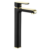 WASCHBECKENARMATUR Rea Bloom Black Gold High - Schwarz, Metall (4.8/30/15cm) - REA
