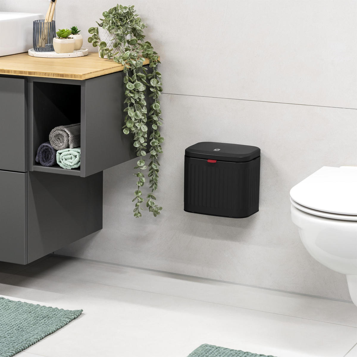 ABFALLEIMER 3 Liter, schwarz - Schwarz, Metall (22.5/20/16.5cm) - eluno