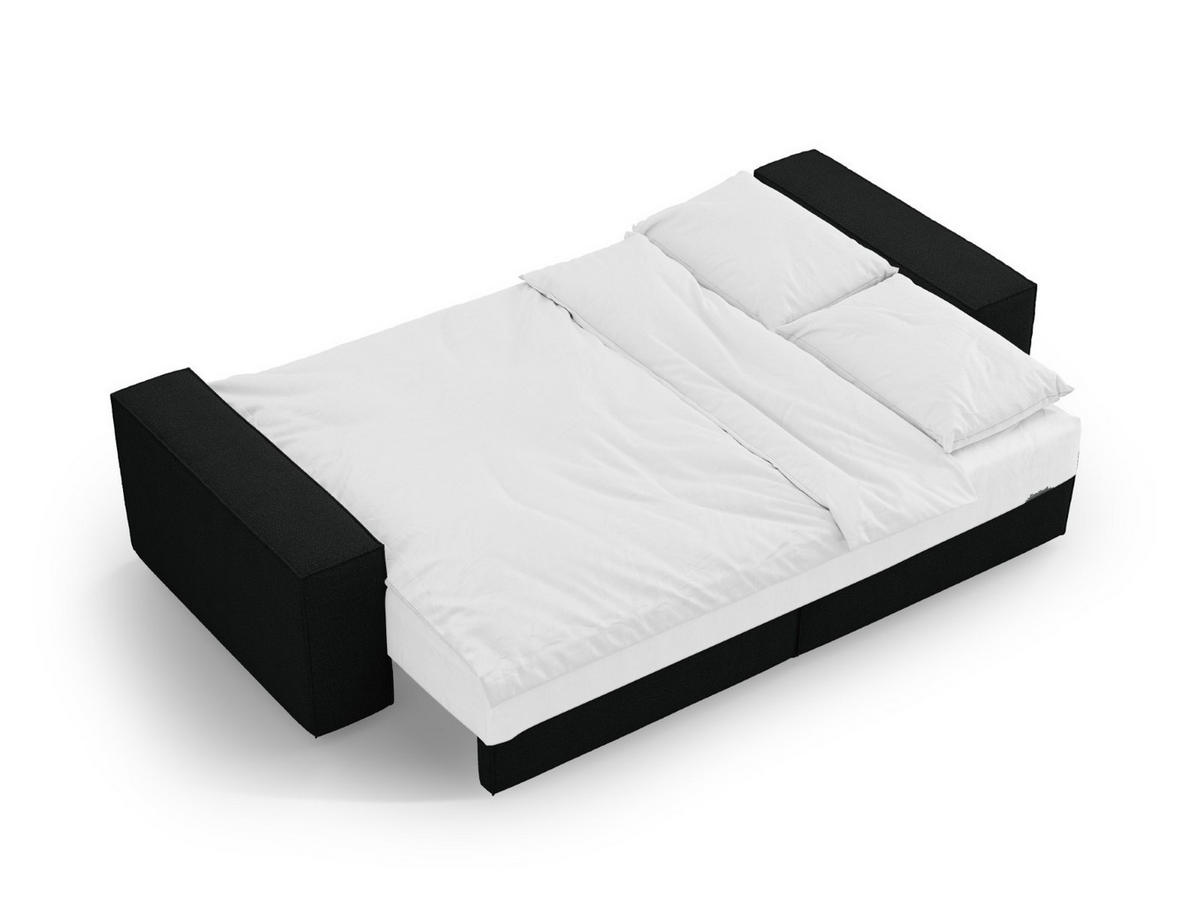 SOFA ausklappbar mit Bettkasten Jodie aus Boucle schwarz 3 Sitzplätze - Schwarz, Textil (107/86/247cm) - Micadoni