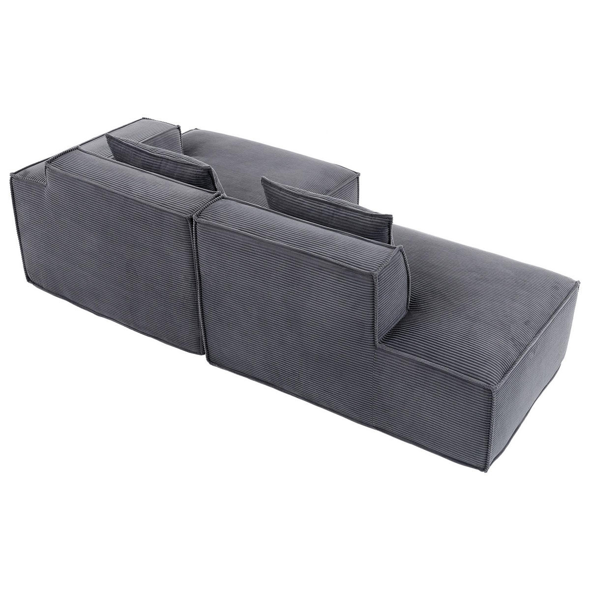 ECKSCHLAFSOFA L-/U-/2-er Sofa mit Schlaffunktion,Modulsofa,Cord,Grau - Grau, Textil (129/233cm) - LVHOM