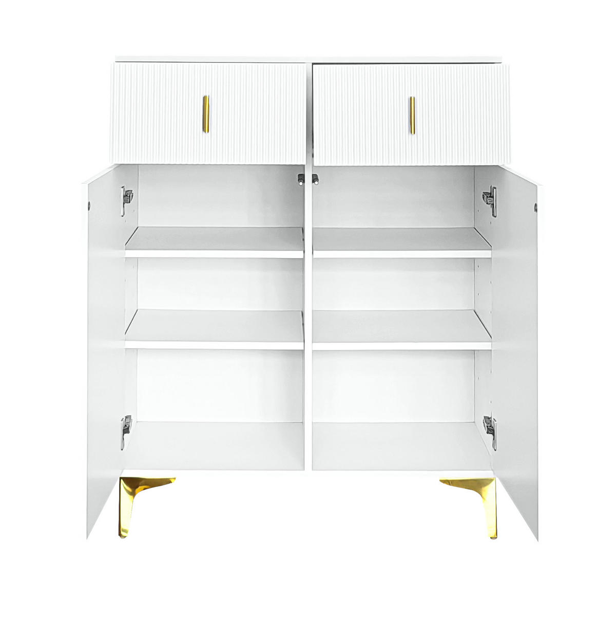 HIGHBOARD 83/35/101 cm mit 2 Türen & 2 Schubladen in Weiß - Weiß, Holzwerkstoff (83/101/35cm) - BEAOK