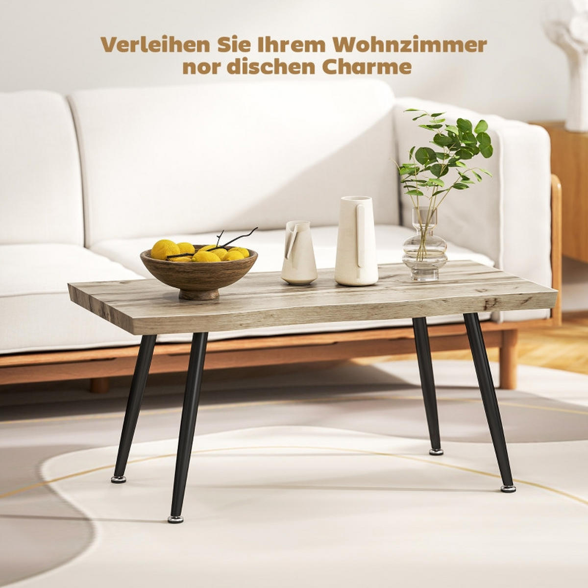 COUCHTISCH 100/50/45 cm eichefarben aus Holz mit Stahlbeinen - Eichefarben, Holz (100/50/45cm) - OKWISH