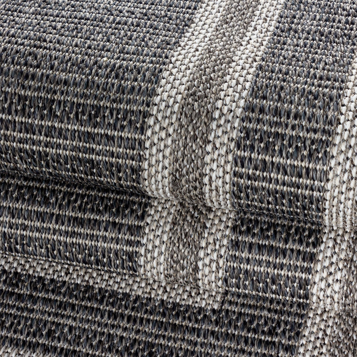 TEPPICH Outdoor Flachgewebe Bordüre Polypropylen Balkon Grau Läufer 80x250 - Grau, Textil (80/250cm) - KADIMA DESIGN