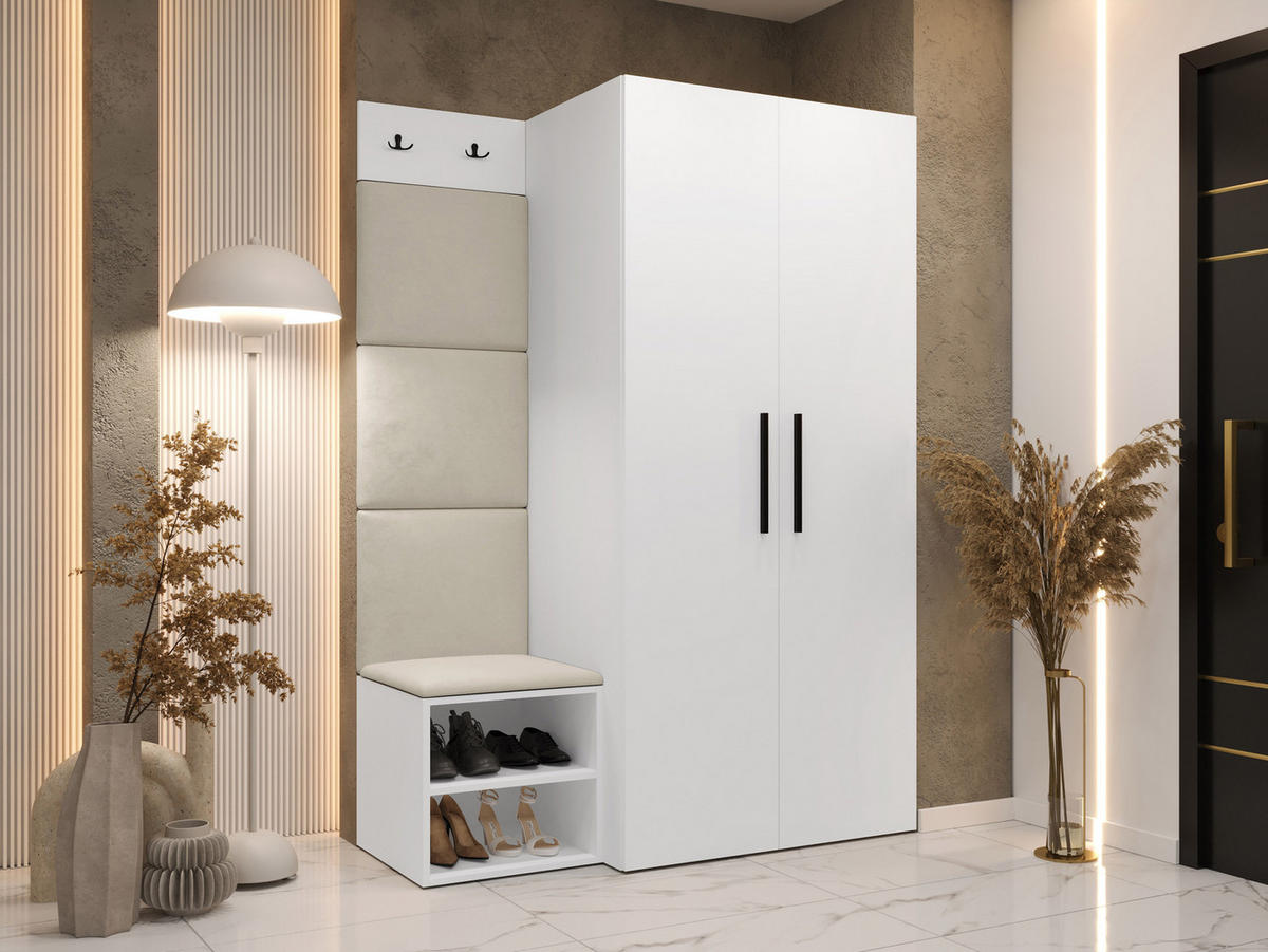 GARDEROBEN-SET Medi IV - Beige/Schwarz, Holzwerkstoff/Kunststoff (80/191/50cm) - MIRJAN24