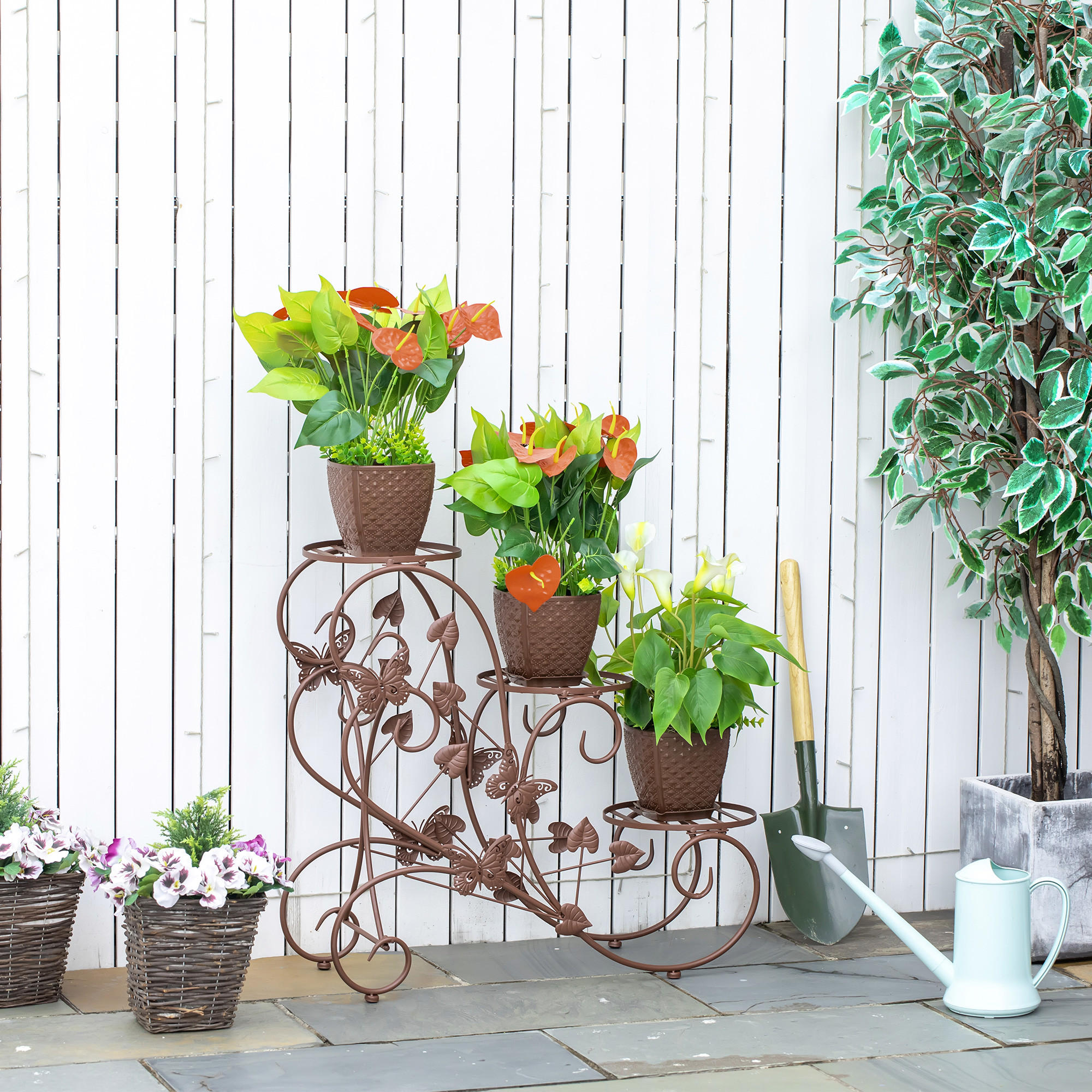 BLUMENSTÄNDER, Metall, Bronze - Bronzefarben, Metall (27/67/76cm) - Outsunny