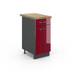 KÜCHENUNTERSCHRANK Fame-Line Bordeaux Hochglanz 40 cm, AP Eiche - Bordeaux/Anthrazit, Holzwerkstoff (40/82/60cm) - Vicco