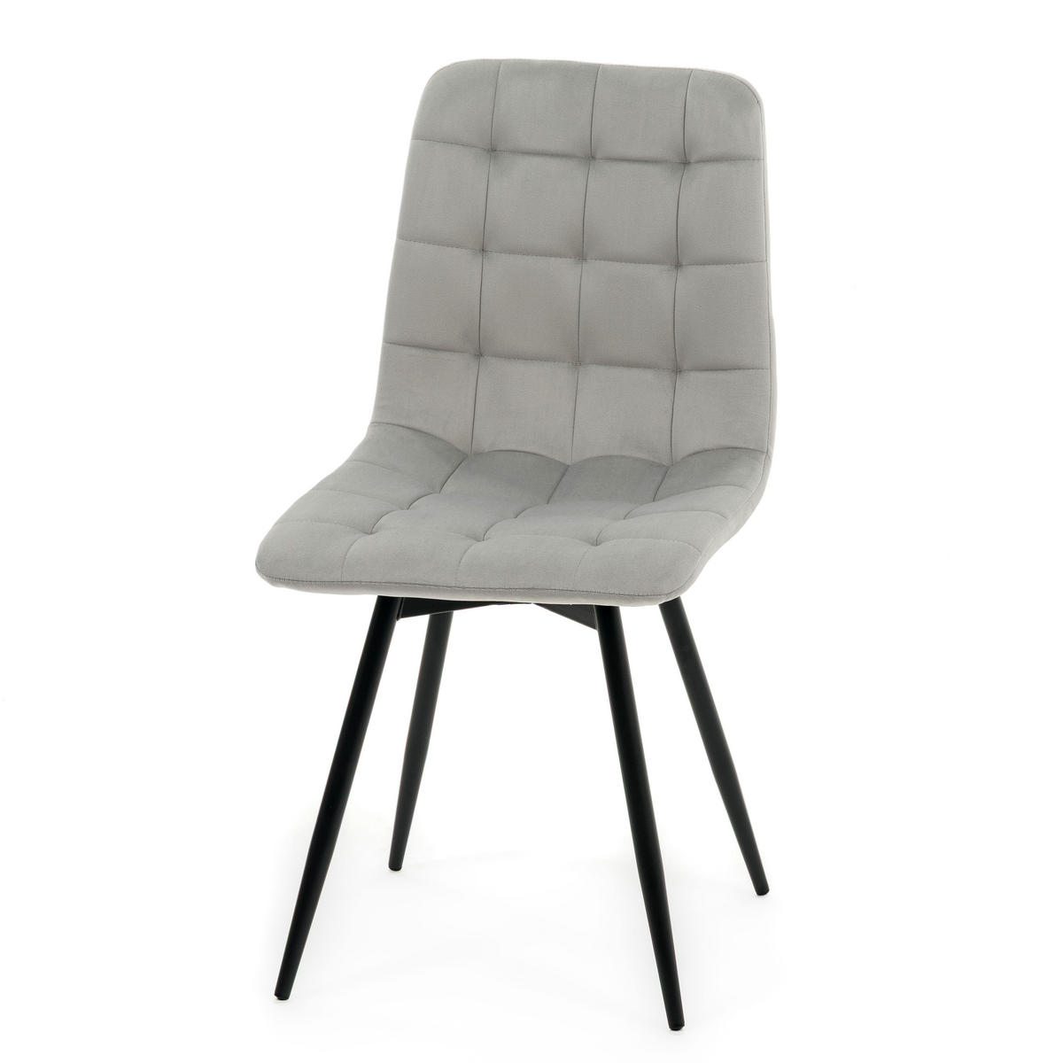 STUHL ARCO drehbar gepolstert mit Steppung - hellgrau - Samt Velours - Hellgrau/Schwarz, Textil/Metall (46/90/51cm) - NEW HOME