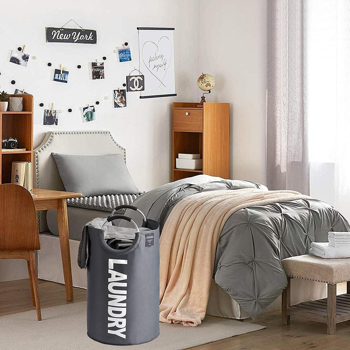 WÄSCHEKORB faltbar 115L Grau - Grau, Textil (43/79/43cm)