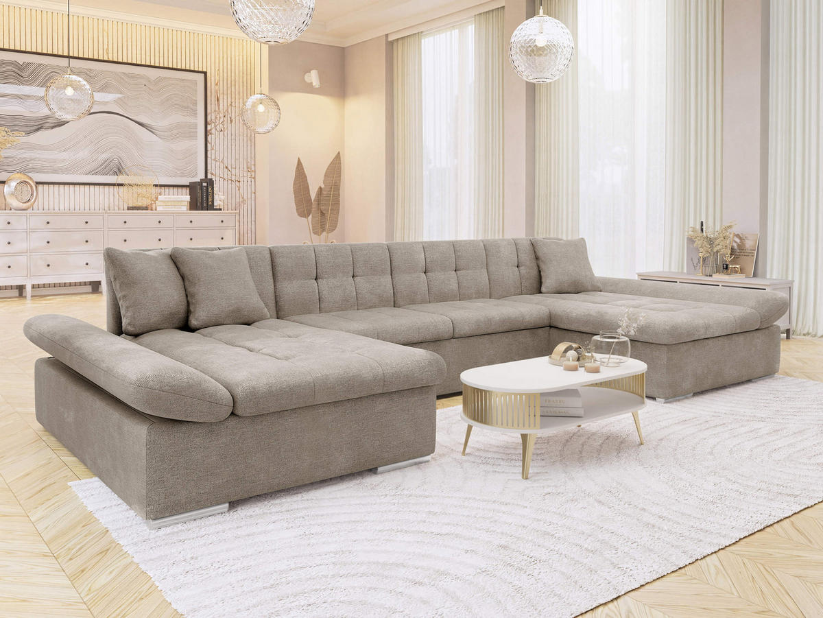 WOHNLANDSCHAFTEN Alia - Taupe, Holz/Textil (360/75/160cm) - MIRJAN24
