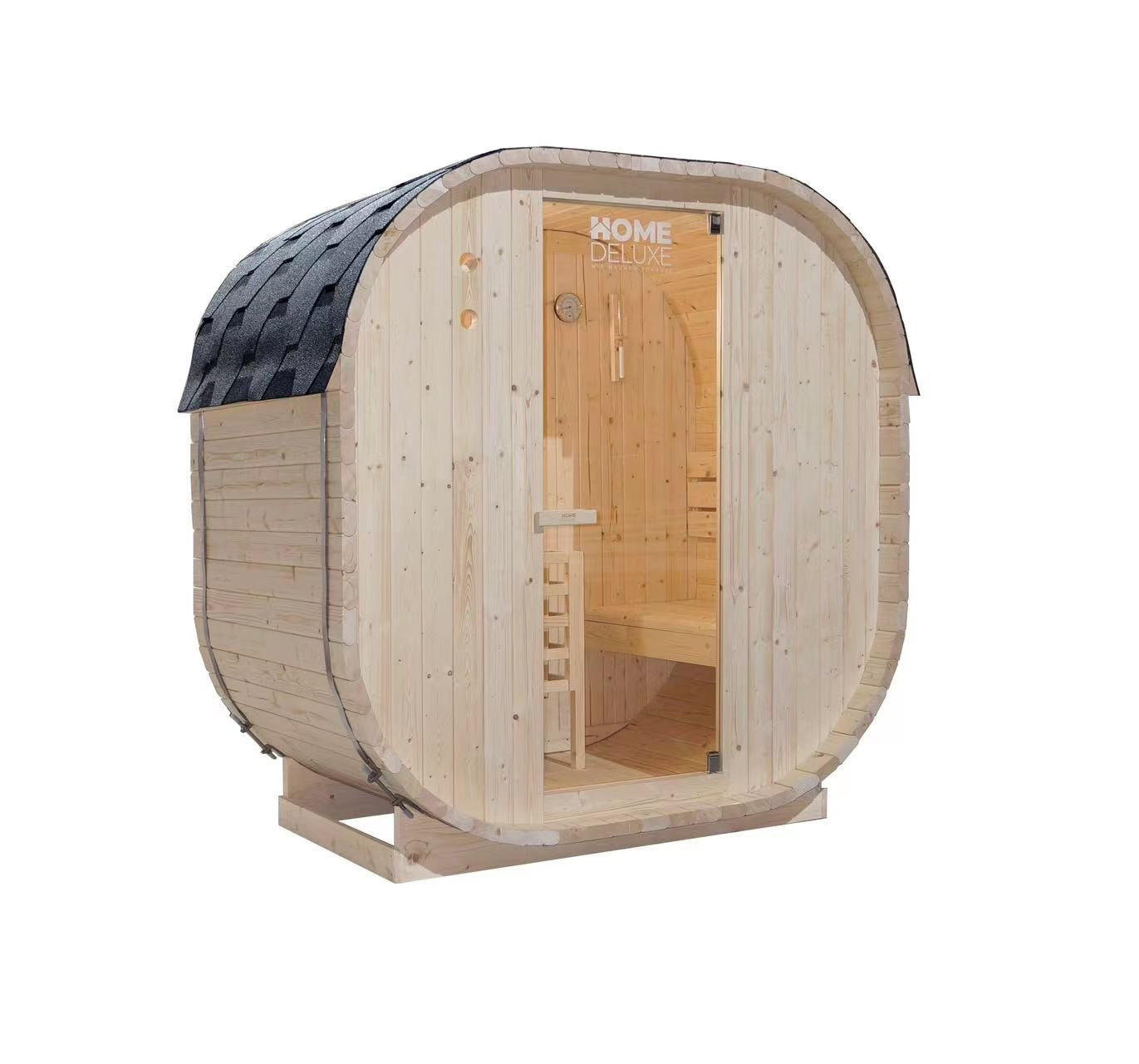 OUTDOOR SAUNA CUBE M - M - Braun, Holz (192.8/194/120cm) - Home Deluxe