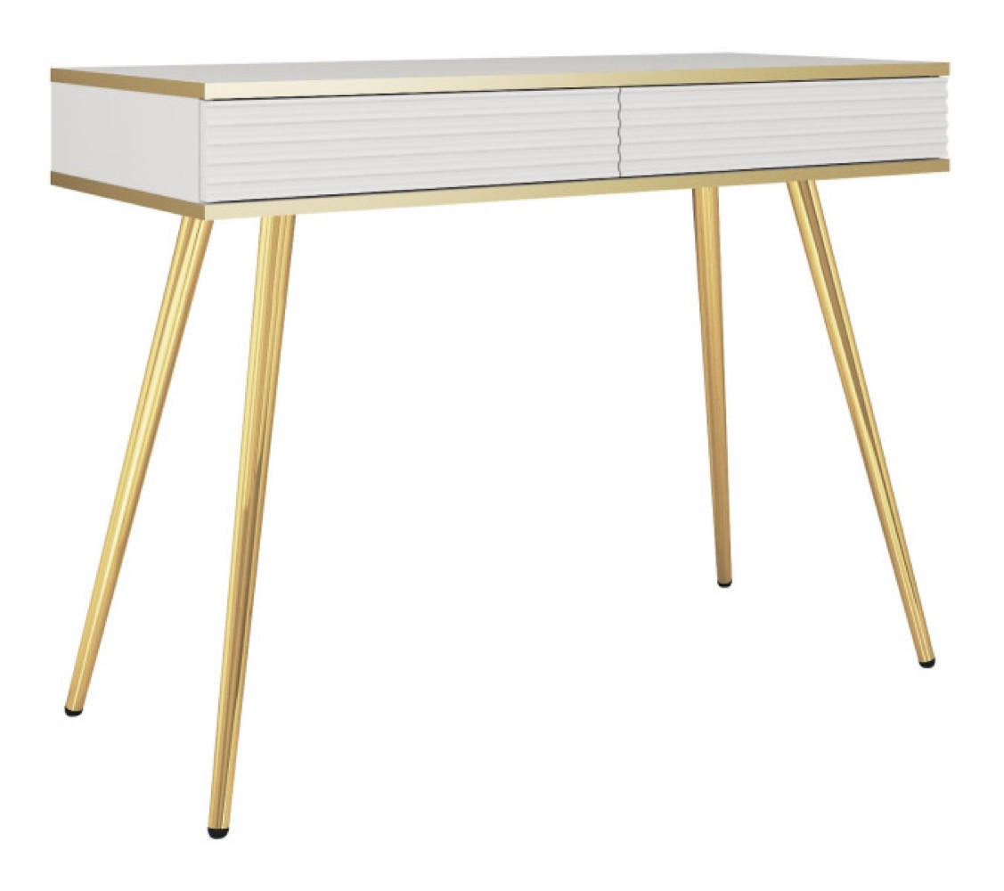 KONSOLENTISCH Weiß POLO Geriffelt Auf Hohen Goldenen Beinen - Weiß, Holzwerkstoff (50/102/80cm) - Sepro Meble