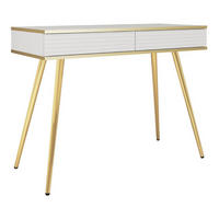 KONSOLENTISCH Weiß POLO Geriffelt Auf Hohen Goldenen Beinen - Weiß, Holzwerkstoff (50/102/80cm) - Sepro Meble