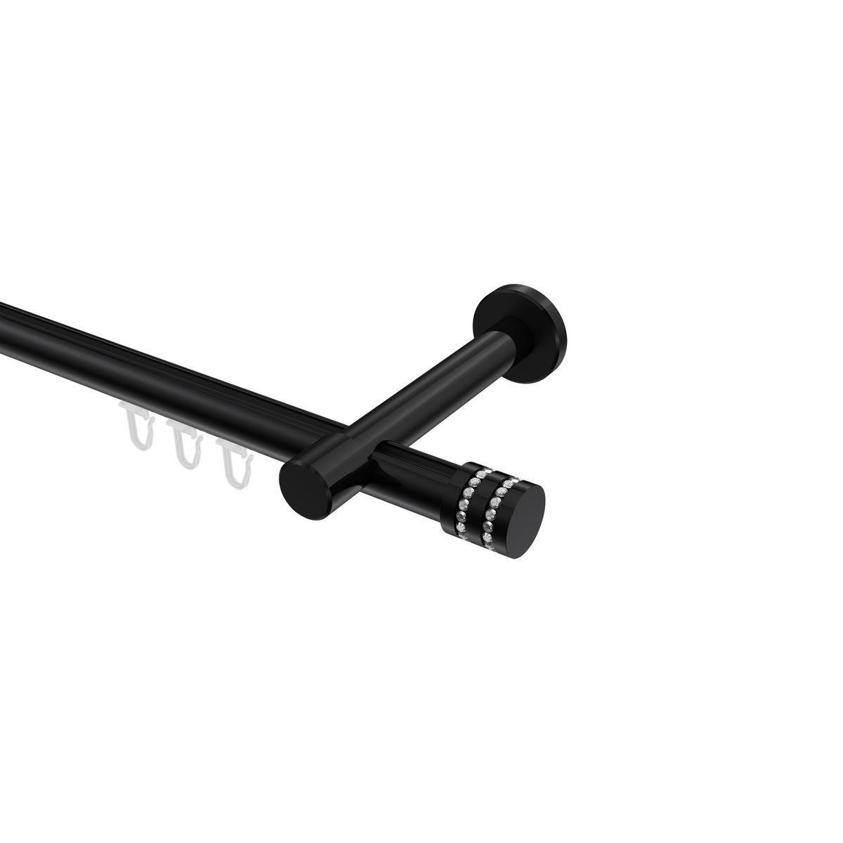 INNENLAUF-GARDINENSTANGEN-SET Prestige Estana 260 cm (geteilt in 2 x 130 cm), 1-läufig, 20 mm Ø Schwarz - Schwarz, Metall (260cm) - INTERDECO