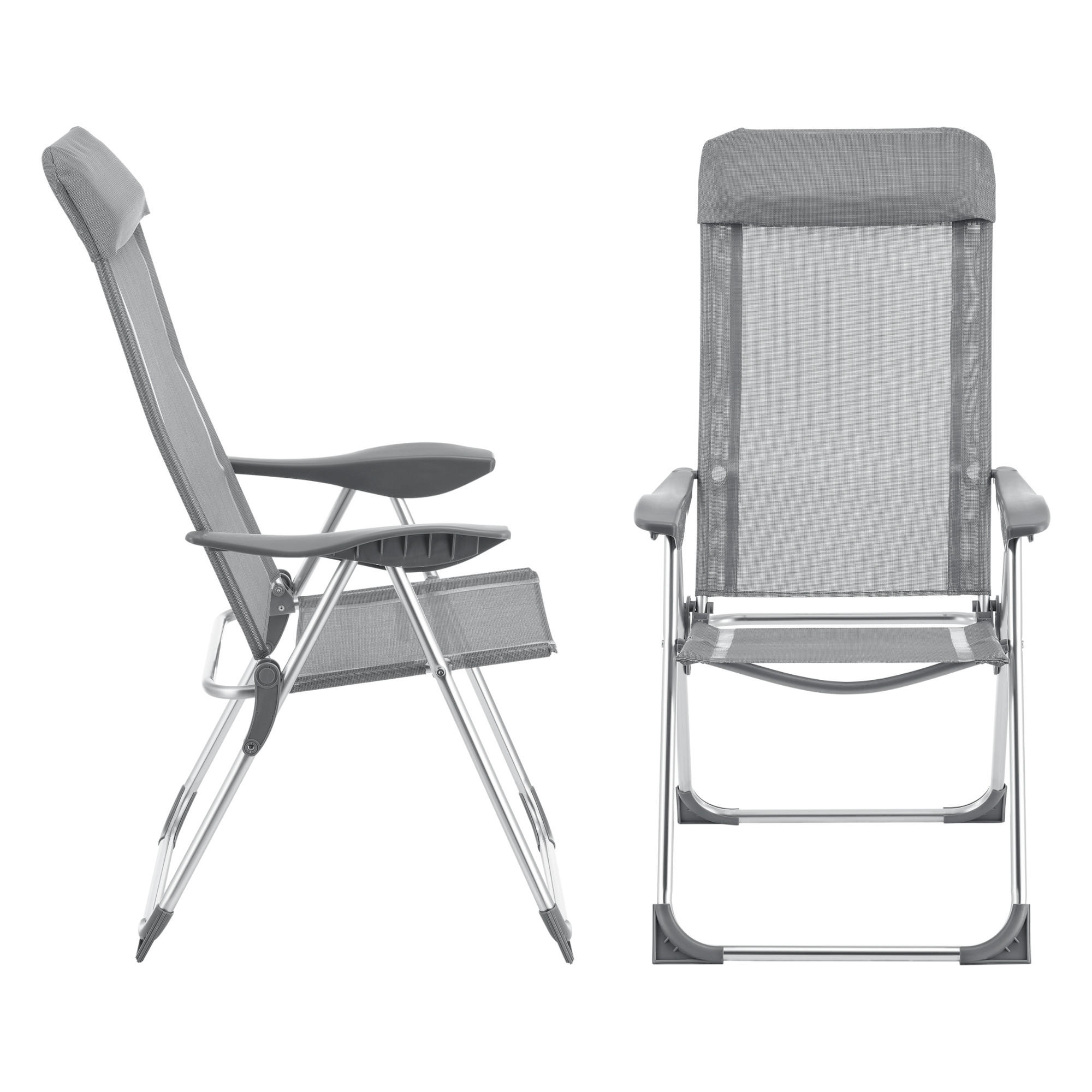 KLAPPSTUHL-SET 2 TLG. Errenteria - Hellgrau, Textil/Metall (57/109/67cm) - [en.casa]