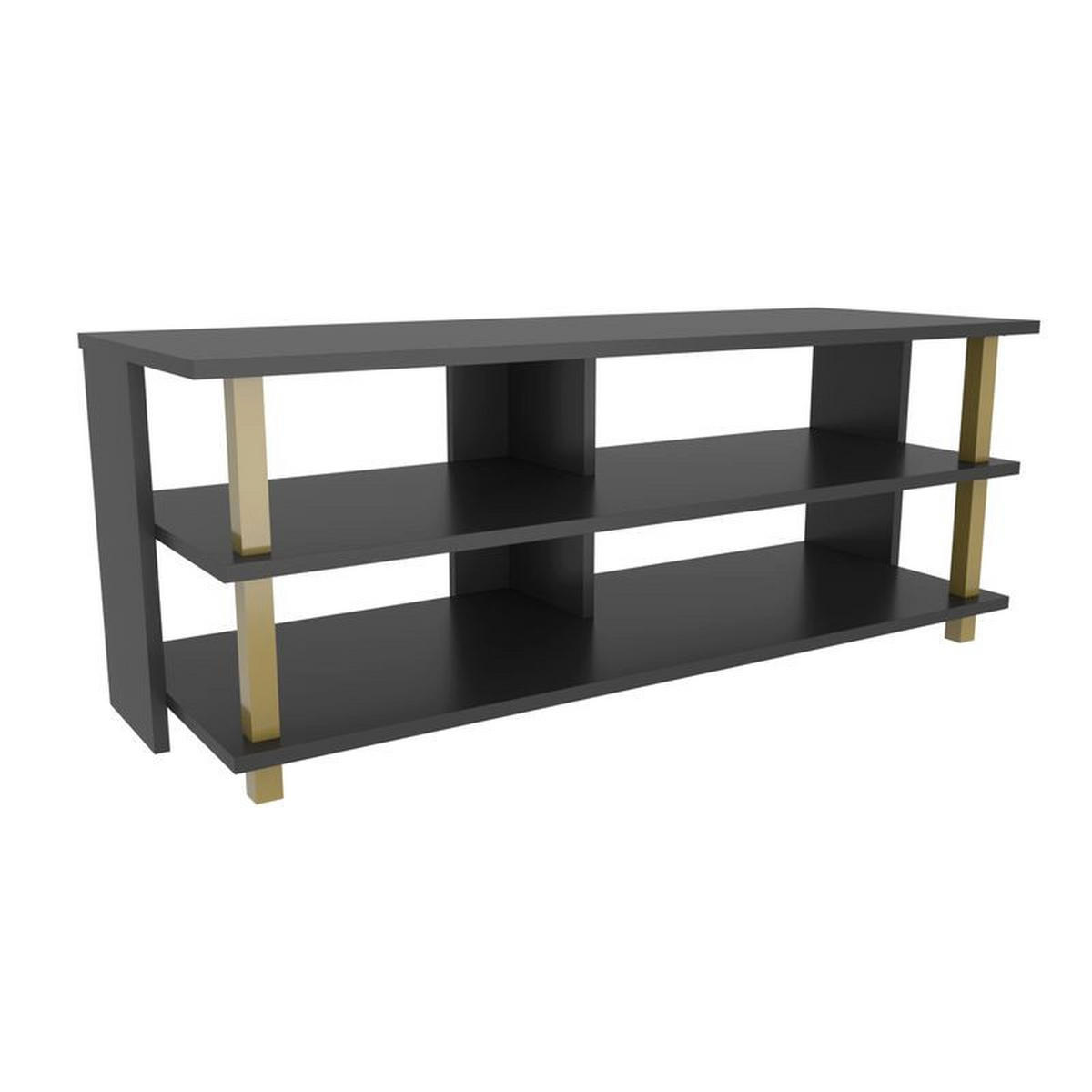 TV Board Pueblo Gold-Anthrazit - Anthrazit/Goldfarben, Holzwerkstoff (120/47/45cm) - Decorotika