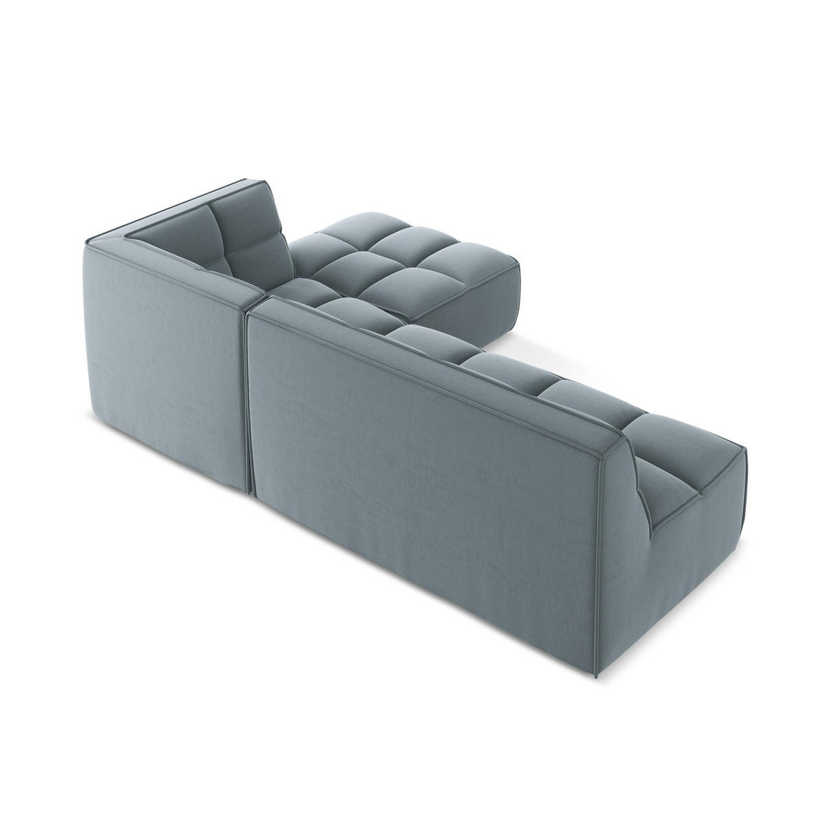 ECKSOFA Beidseitig Samt Stoff Blau - Blau/Schwarz, Kunststoff/Textil (258/178cm) - LaMiaSofa