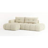 ECKSOFA FLUMA L-S Creme Boucle-Stoff mit Schlaffunktion - Creme, Holz (274/165cm) - MASSENO