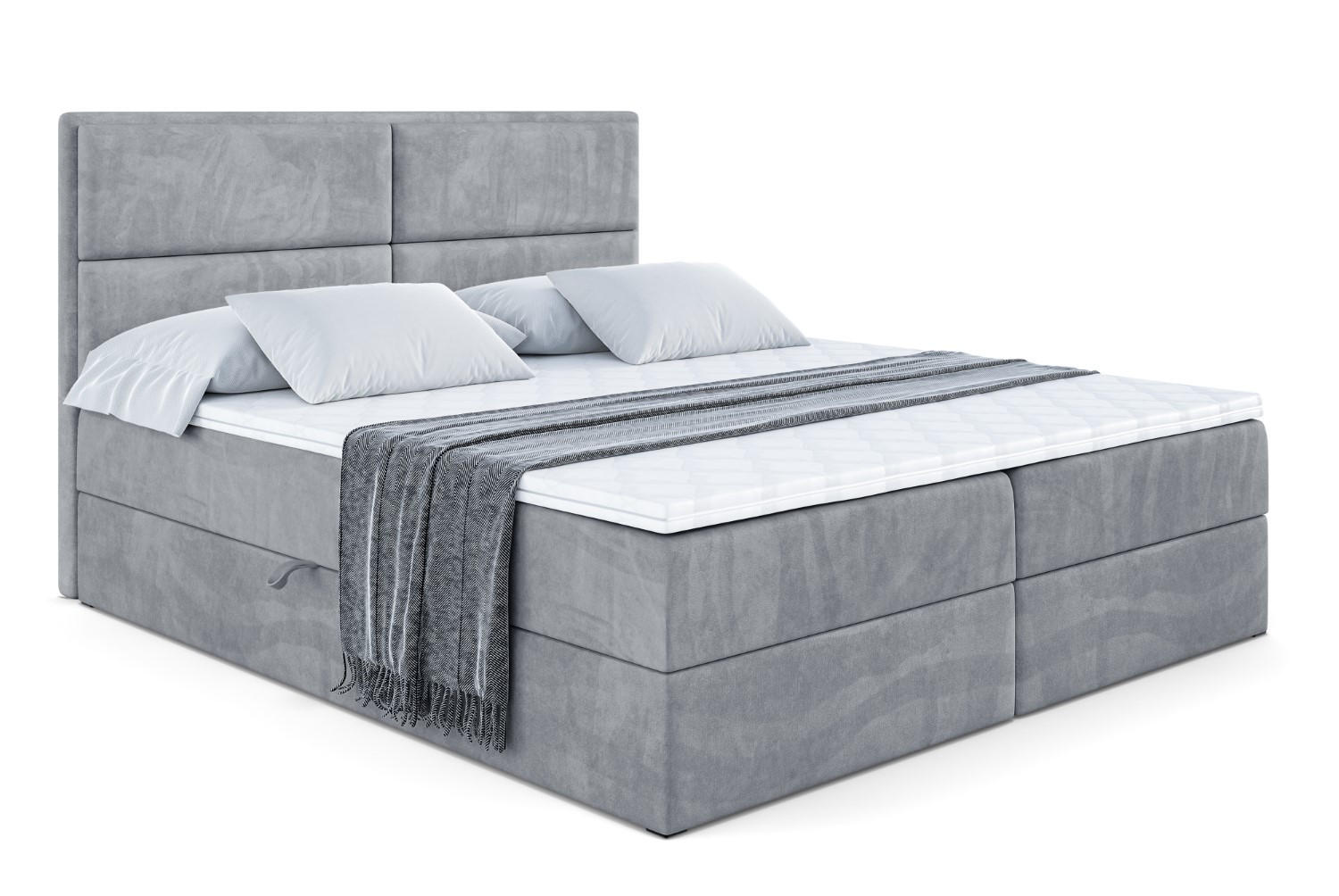 BOXBETT mit Matratze H4 und Lattenrost - AURA - 180x200 - H4 - Grau - Grau, Holzwerkstoff (180/200cm) - ALTDECOR