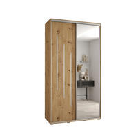 SCHWEBETÜRENSCHRANK 235,2/140/45 2-türig - Silberfarben/Eiche Artisan, Holz/Metall (140/235/45cm) - Abiks Möbel