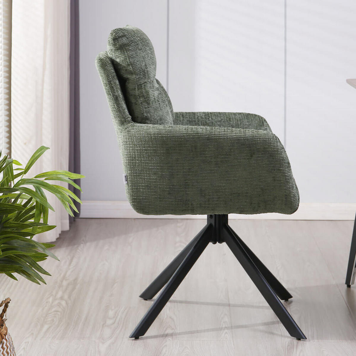 ESSZIMMERSTUHL ALUNA - Chenille Grün, 2 - Grün, Kunststoff/Metall (66/91/72.5cm) - Home Deluxe